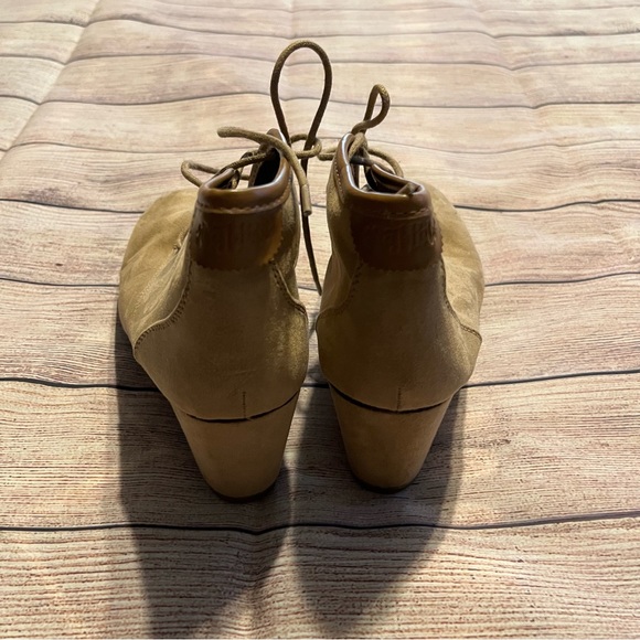 Brown Faux Suede Heeled Lace Up Booties, Size 8 - Picture 6 of 7